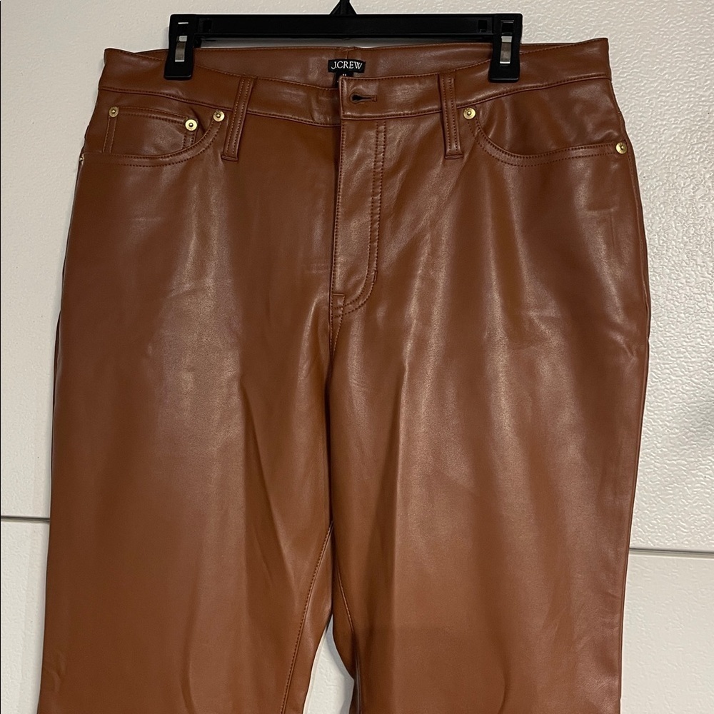 J CREW WOMENS HIGH RISE BOOTCUT PANT FAUX LEATHER BROWN 32 CC485 - Picture 3 of 7